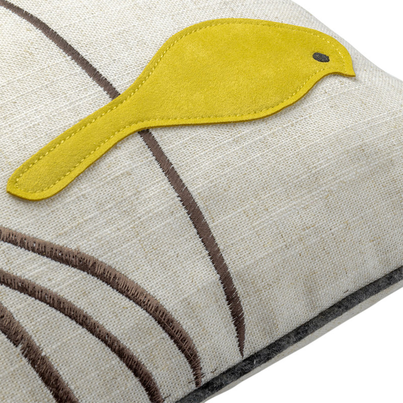 Appliqued Linen Pillow Cover