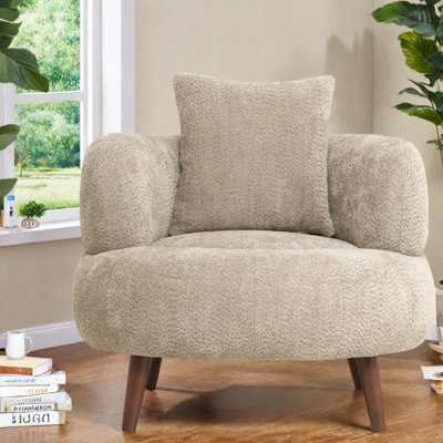 Fauteuil club moderne avec repose-pieds en chenille 36 pouces Modern Home