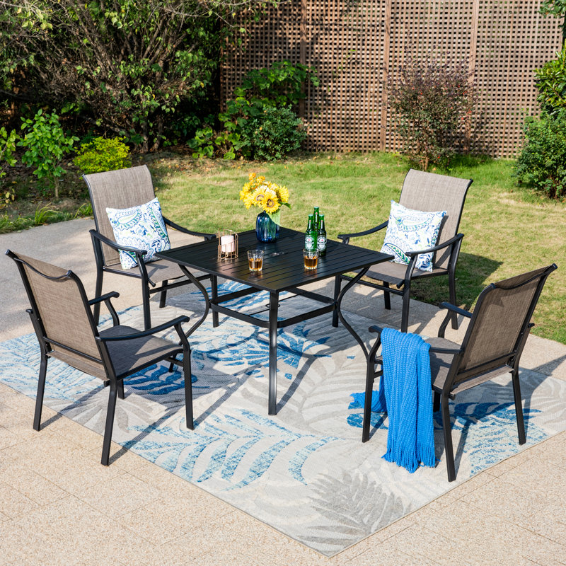 Basima 4 - Person Patio Dining Set with Square Table