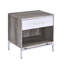 Table de chevet 1 tiroir en chêne gris et blanc, base en métal pour une chambre à coucher moderne avec base blanche, tablette de rangement pratique