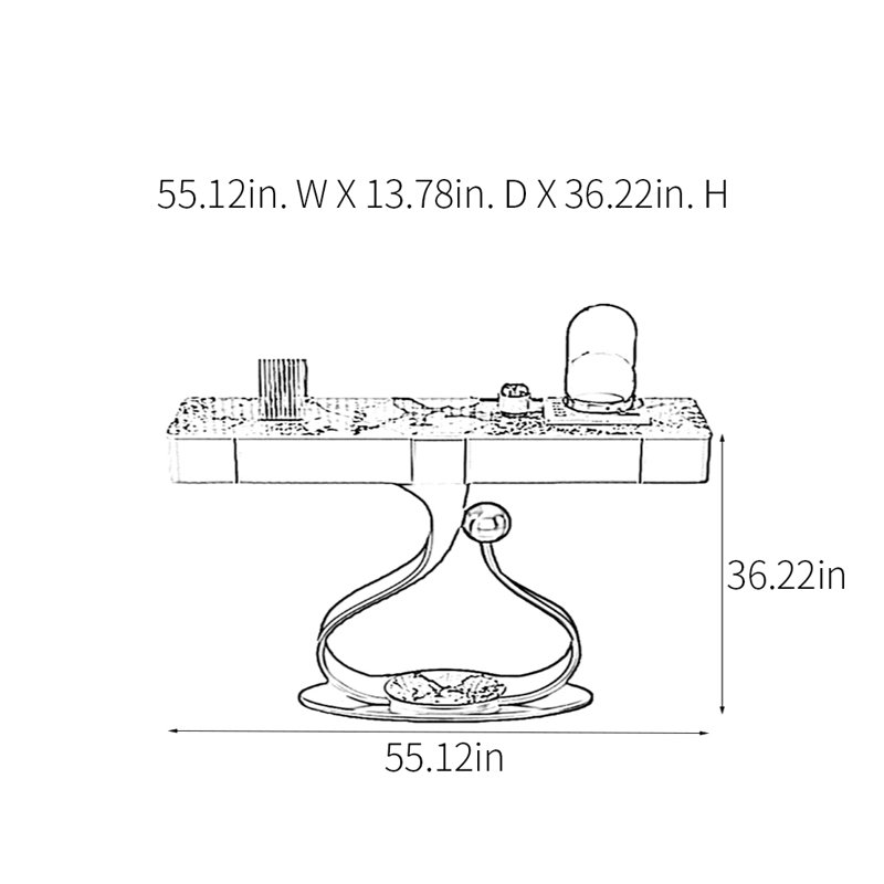 Console Modern Minimalist Art, Or champagne, H 36,22 po x l 55,12 po x P 13,78 po