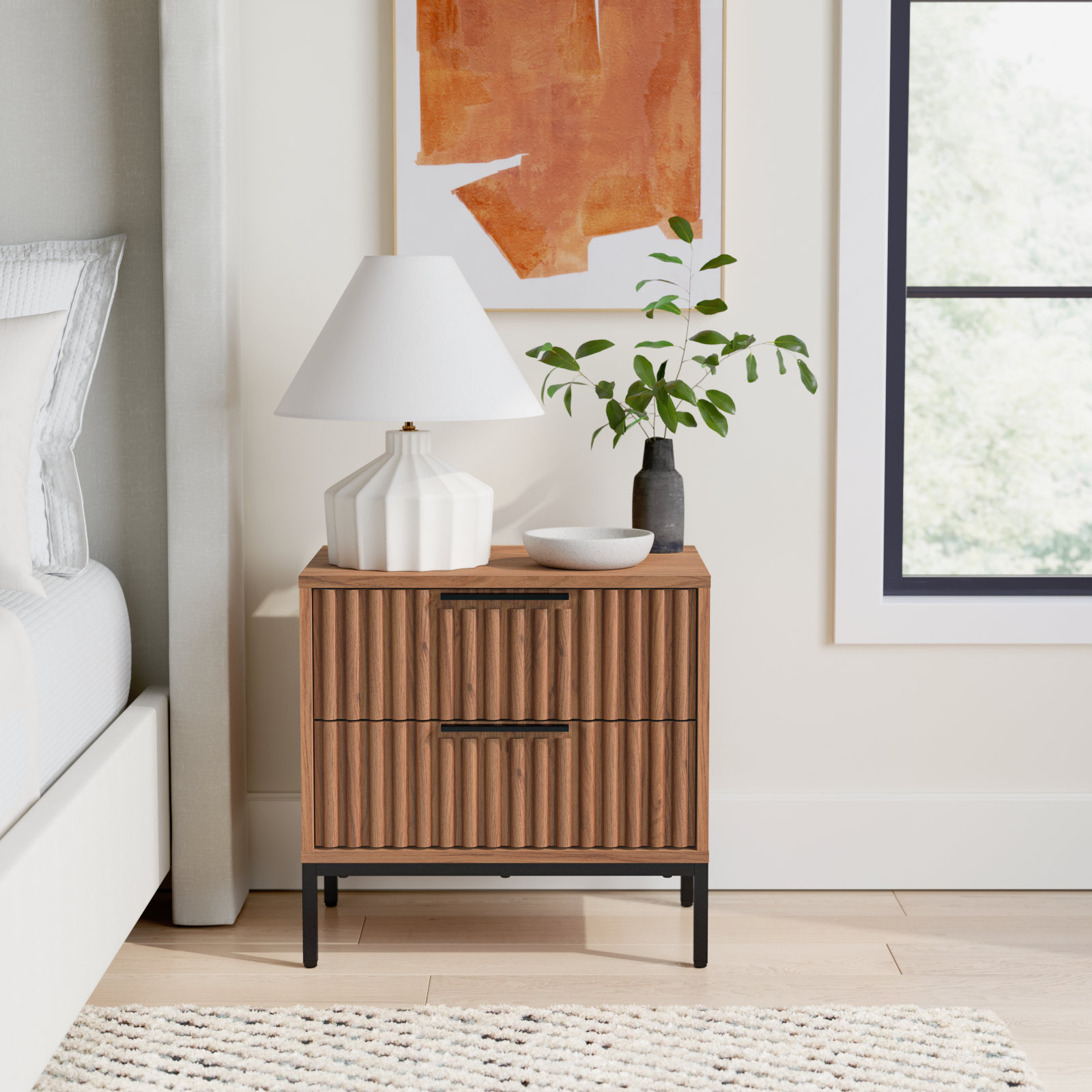 Burgess Nightstand, Oak/Black