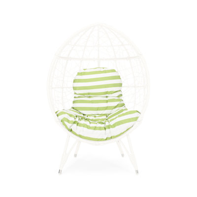 Teardrop Chair - Chaise d'extérieur exquise avec coussin d'eau, blanc +, motif abstrait, faux, l 30,44 po x P 38,5 po H 56,3 po, forme de goutte d'eau, structure en fer, apparence polyvalente, l 30,44 po