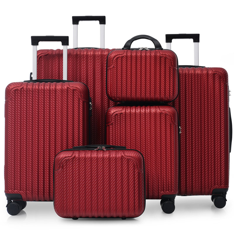 Ensemble 6 pièces de bagage, valise rigide en ABS avec roues pivotantes, verrou TSA, crochets latéraux, bagage à main léger et bagage à main