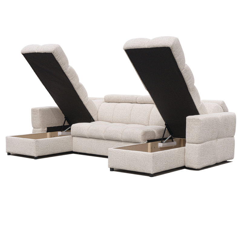 Sectional, BEIGE Polyester Blend