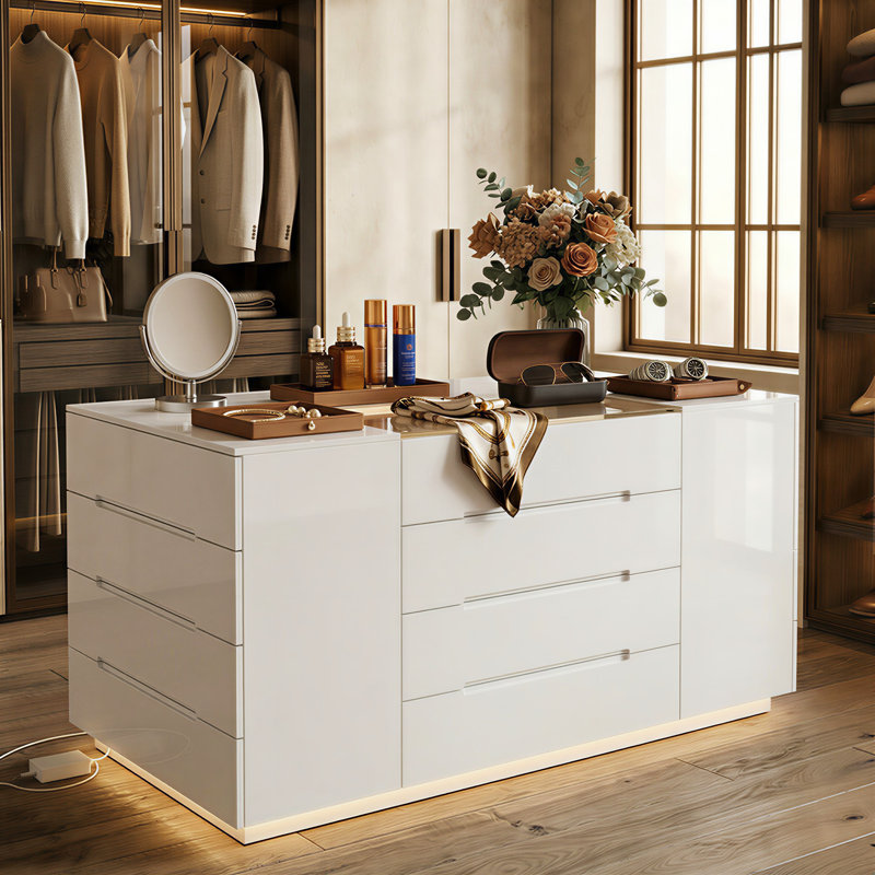 Gustavs 16-Drawer Tempered Glass Chest