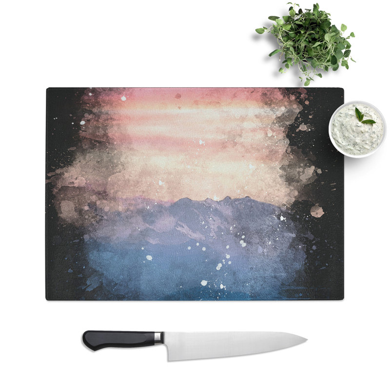 Tempered Glass Swiss Mountain Chopping Board, 28.5 cm x 39 cm