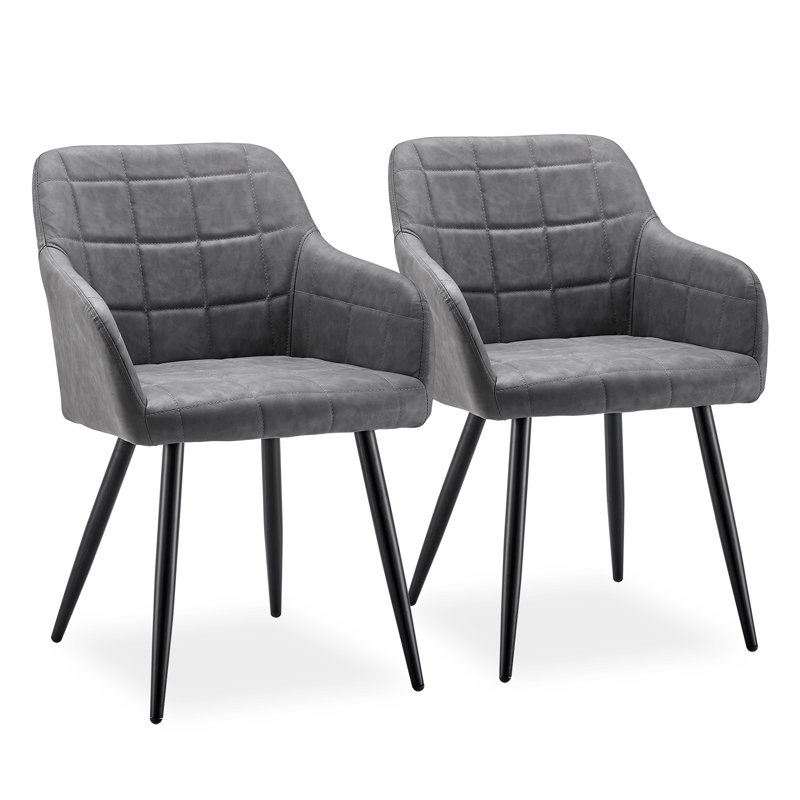 48cm H Upholstered Metal Armchair, Light Grey