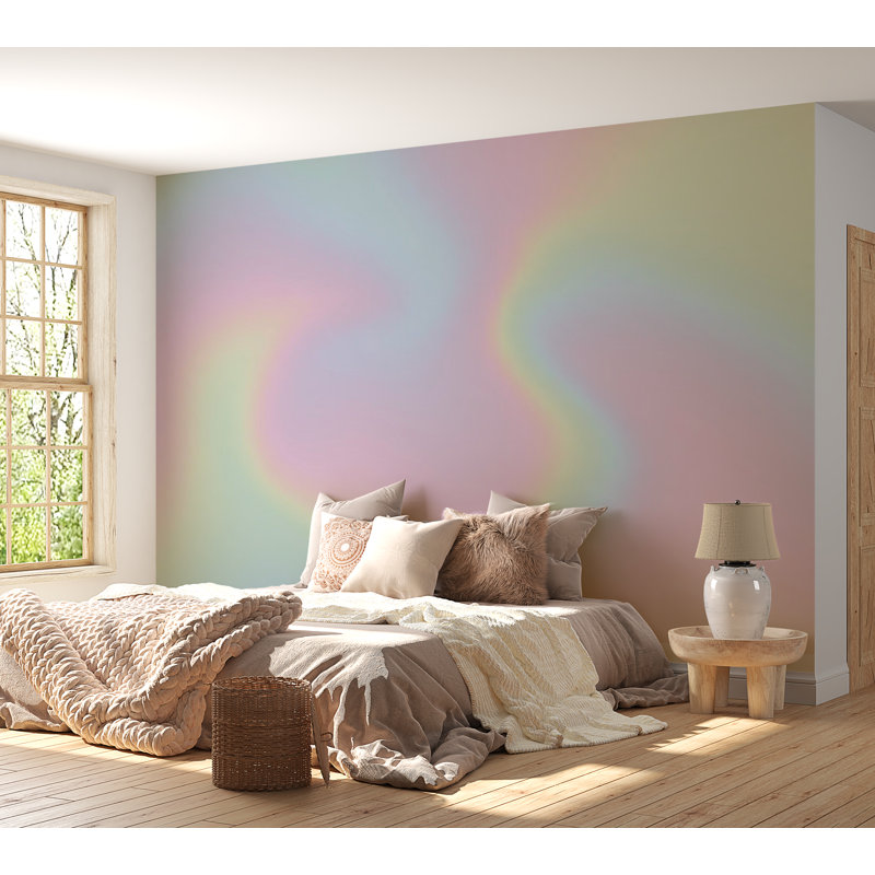 Murale pelez et collez de qualité supérieure - Abstrait tourbillon pastel, L 120 po x L 96 po
