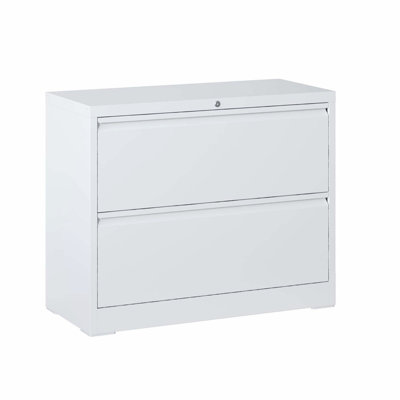 Lateral File Cabinet 2 Drawer, White Filing Cabinet with Lock, Lockable File Cabinet for Home Office, Locking Metal File Cabinet for Legal/Letter/A4/F4 Size