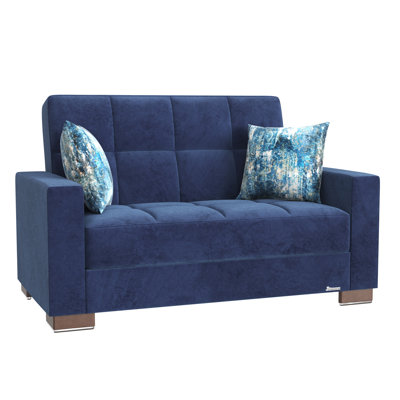 Causeuse convertible rembourrée avec rangement pour chambre à coucher, microfibre