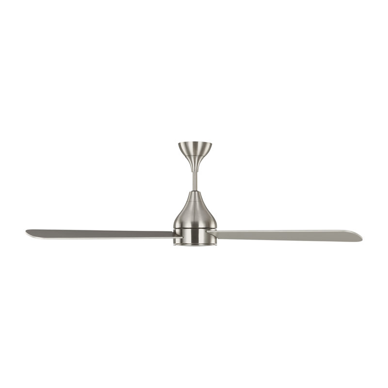 Smart LED Ceiling Fan, 60 inches, Brushed Steel with Silver/Walnut Reversible Blades