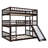 Full-Over-Full-Over-Full Triple Bunk Bed with Built-in Ladders, Guardrails, Slide, Sturdy Pine Wood, Espresso