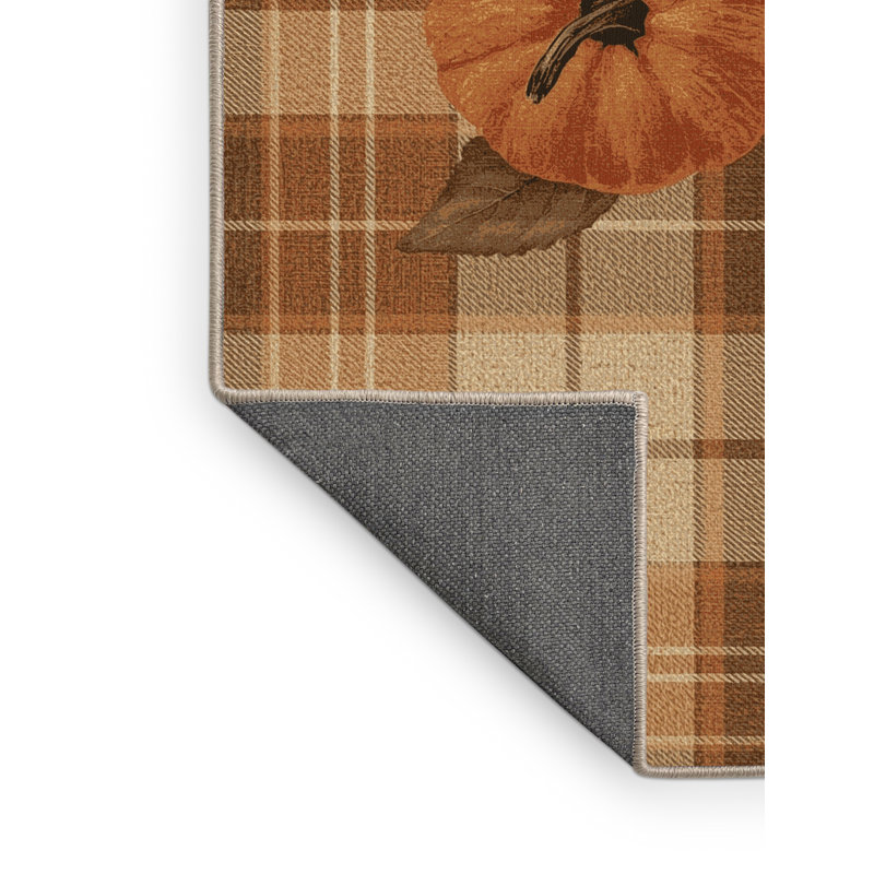 Soft Plush Finnell Thanksgiving Modern & Contemporary Abstract Area Rug in Brown – Beige Binding, 8x10