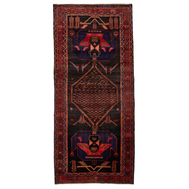 Tapis noir Konya Anatolian 4 pi 3 po x 9 pi 4 po