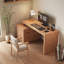 Bureau rectangulaire en bois massif avec 6 tiroirs Burlywood-909638556-909638544