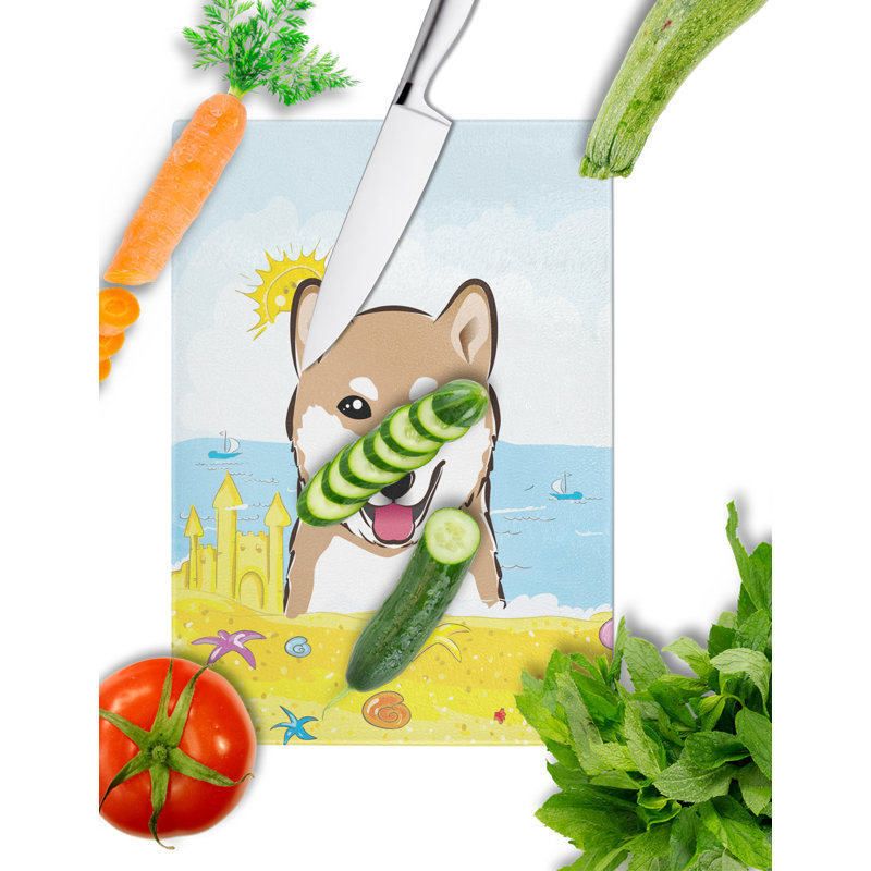 Planche à découper en verre trempé d’été caroline, Shiba Inu