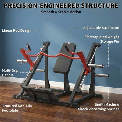 Machine linéaire à rangée assise pour la salle de gym à domicile - Entraîneur à dossier et lattes avec roulement linéaire, conception peu encombrante (poids non inclus)