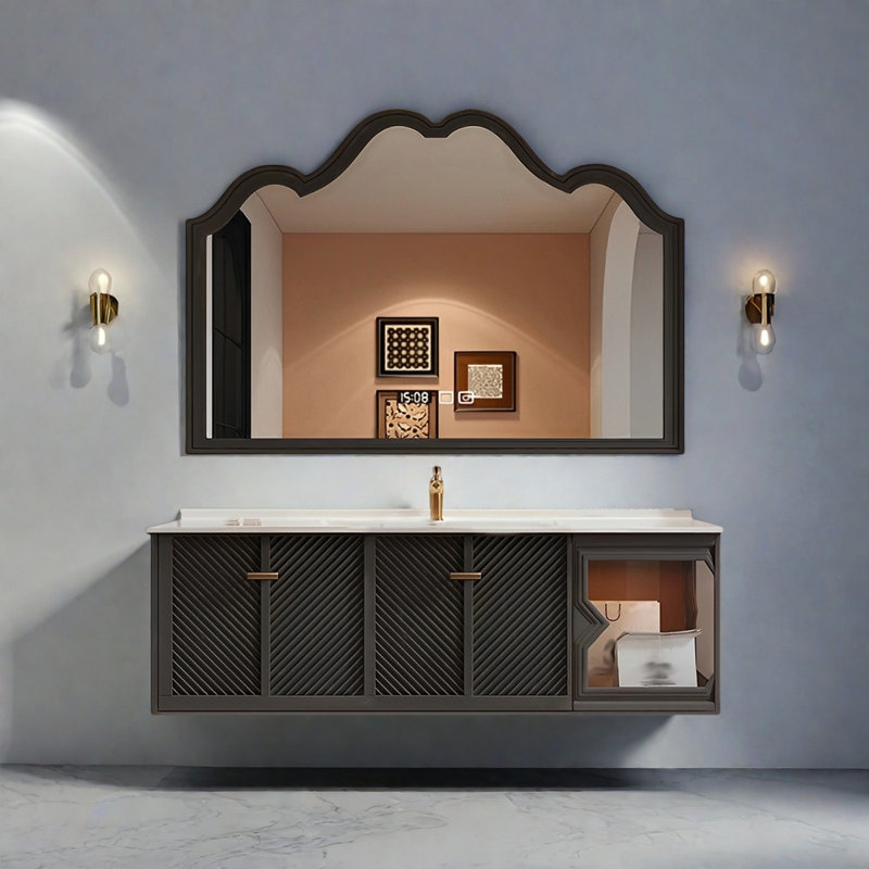 Armoire de salle de bain moderne en céramique sans couture, 47"