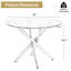 Table de salle à manger ronde en verre pour 4-6, base en métal robuste avec protecteurs de plancher antidérapants réglables - Table de cuisine moderne pour salle à manger, appartement, maison, condo-1792222601-1792222580