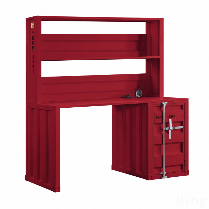 Bureau d'écriture à finition rouge avec huche, Red