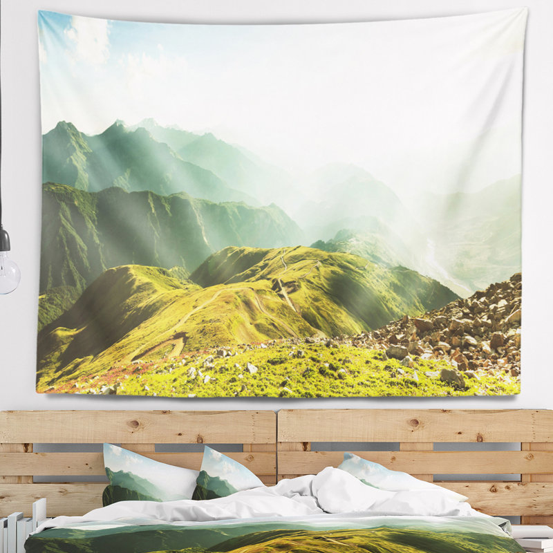 Tapisserie panorama pour les montagnes landscape caucase, H 50 po x l 60 po