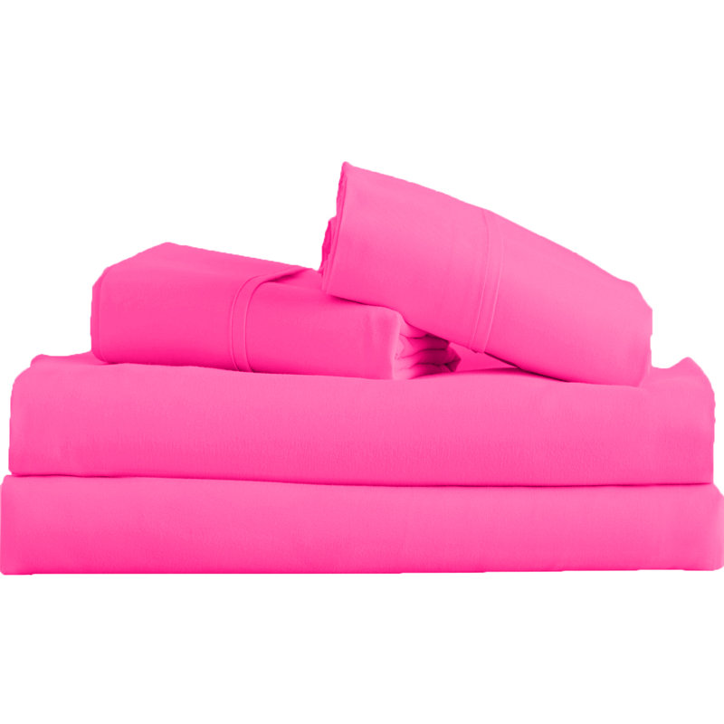 Signature Series Microfiber Sheet Set, King Sheet Set + Fitted Sheet + 2 Pillowcases, Pink