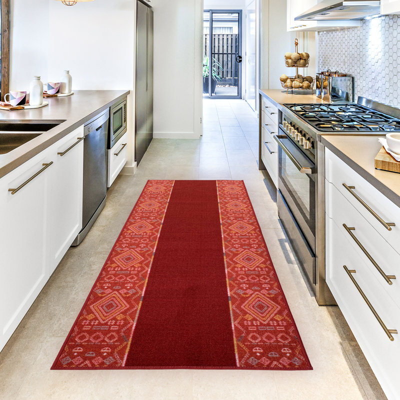 Tapis rouge Southwestern, Tapis de couloir 2 pi 7 po x 10 pi