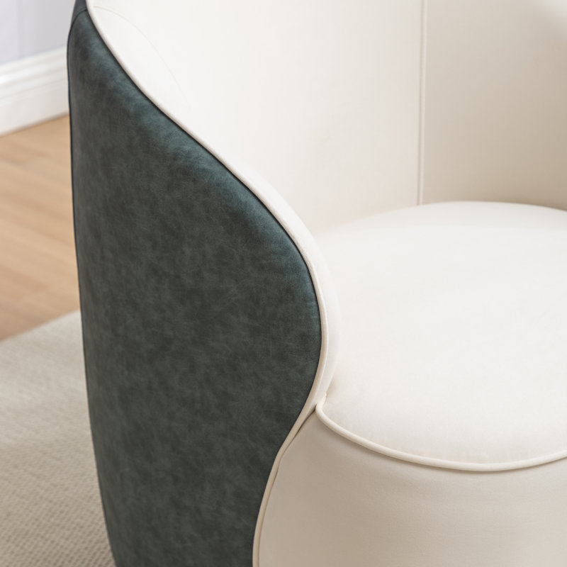 Fauteuil demi-tonneau pivotant en velours Stith, Velours bleu marine