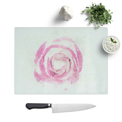 Tempered Glass Lisianthus Flower Chopping Board