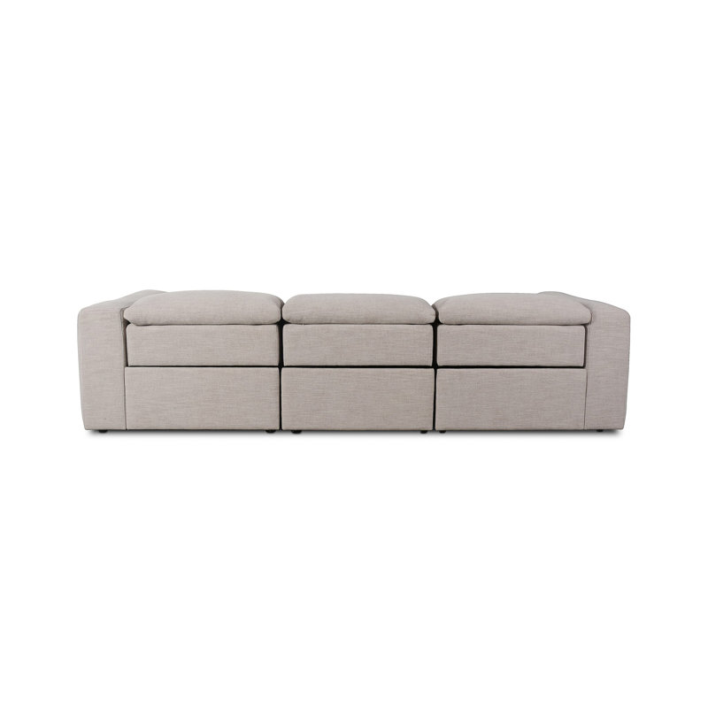 Radley 124" Leather Power Reclining Sofa, Gray Polyester Blend