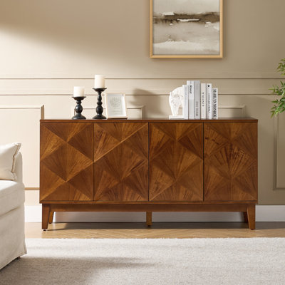 Buffet en bois massif avec tablettes réglables Camellon