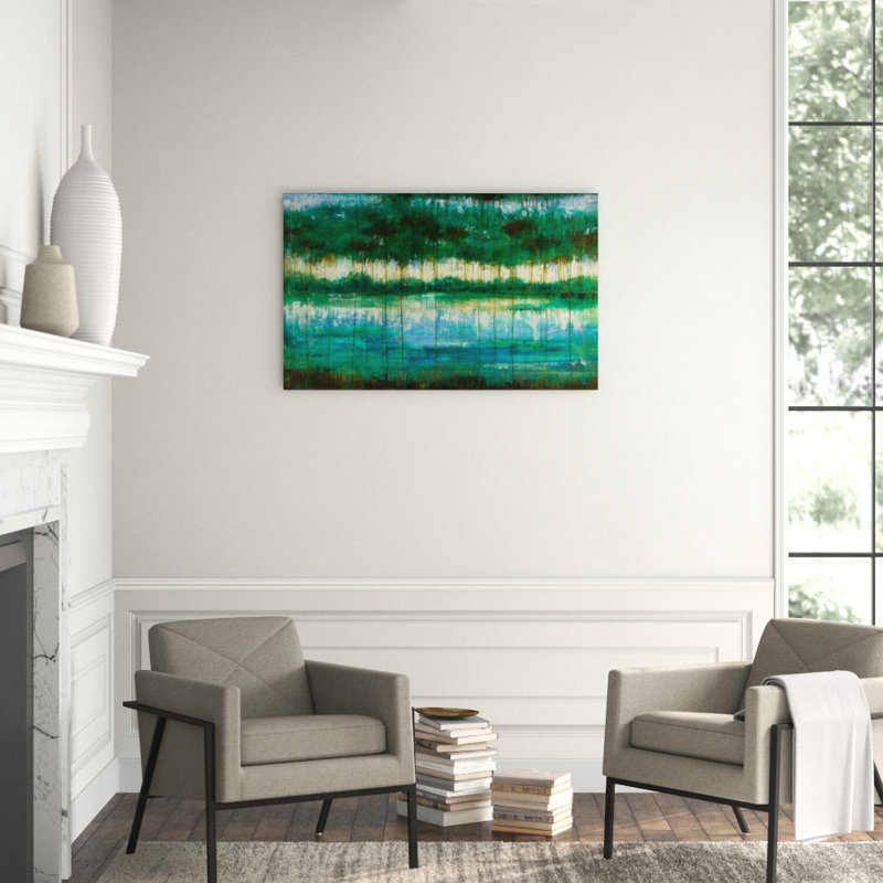 Emerald Lake Painting, 24" H x 38" W x 1.5" D, Knife Gel