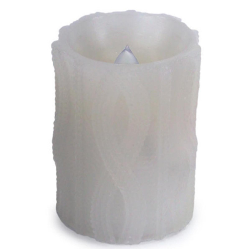 Bougie pilier en cire sans flamme à DEL Knit, H 4 po x l 3 po x P 3 po, Blanc