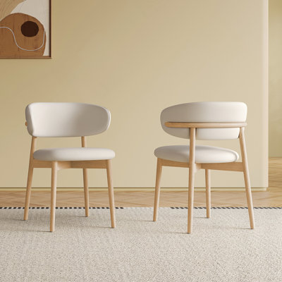 Mid-Century Modern wood feet Dining Chair (Set of 2) – Stylish Wooden Chairs for Dining Room, Kitchen, or Living Room, Comfortable & Durable, Easy to Assemble (Natural wood color)