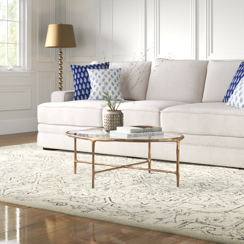 Evelynn Coffee Table, Clear, Brass