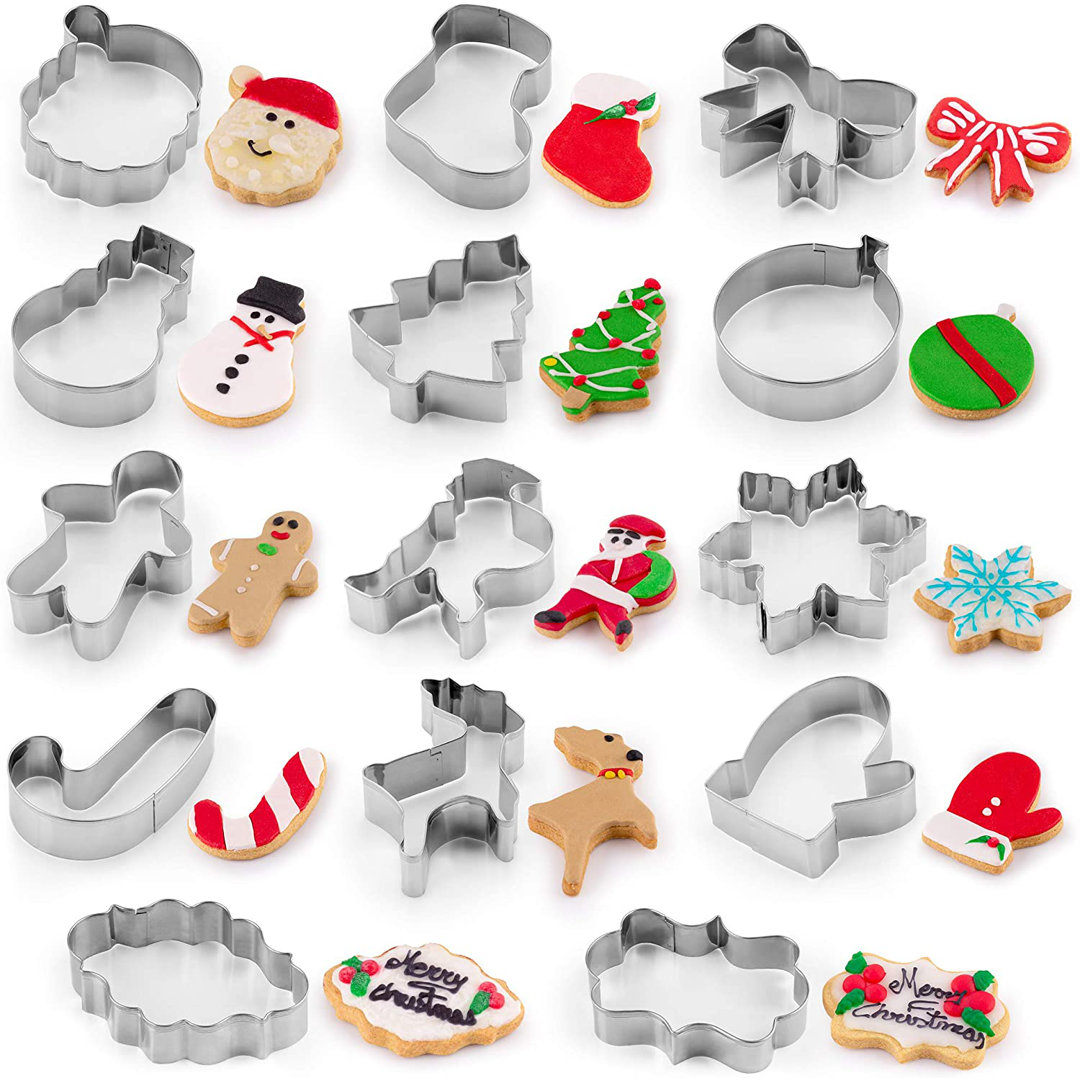 Zulay 14 Piece Non-Stick Kitchen Metal Christmas Cookie Cutters Set Zulay Kitchen