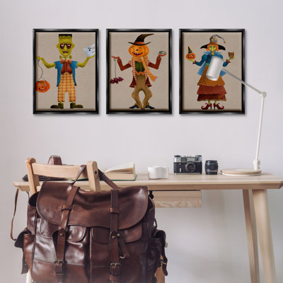  «Fun Halloween Friends», ensemble de 3 toiles flottantes encadrées par Regina Moore