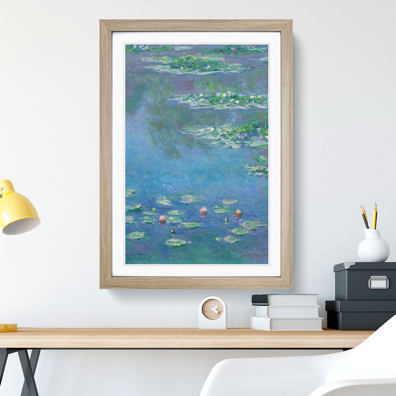 Water Lilies Lily Pond Vol.35 by Claude Monet - Picture Frame Painting, Oak, 65cm H x 48cm W x 2cm D