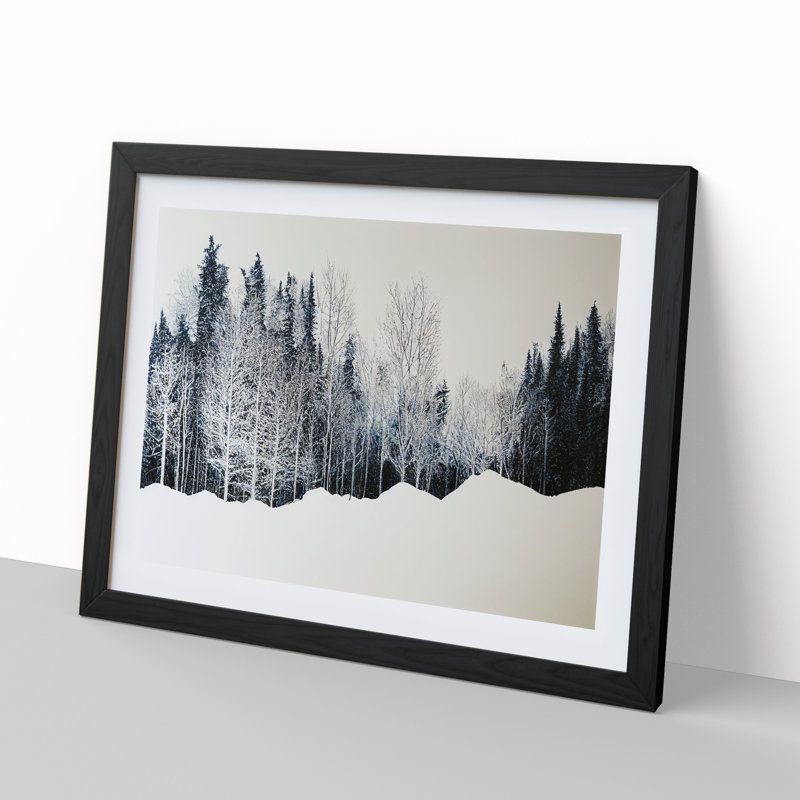 Engaging Winter Forest - Single Picture Frame Print, 46cm H x 64cm W x 2cm D, Black Framed