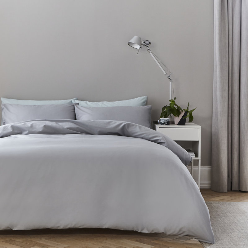 Pure Cotton Duvet Cover Set, Single - 1 Pillowcase (45 x 80 cm), Charcoal