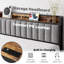 Structure de lit double, tête de lit tapissier en treillis avec tablette de rangement, lit plateforme avec station de charge et prises de courant, lattes en métal, silencieux, aucun sommier requis, assemblage facile