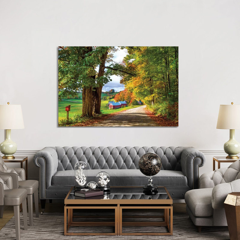 Farm in Vermont New England in Autumn 1 Piece Wrapped Canvas Wall Art, 152.5 cm H x 101.5 cm W