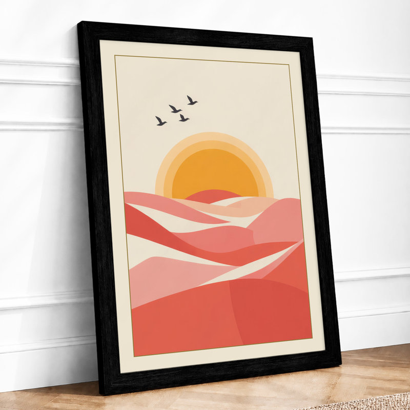 Desert Under Stars Minimalist - Framed Print, A4 - 29.7 x 21.0 cm, Black