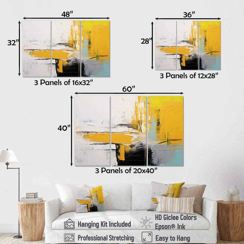 Crescint - Abstract Wall Art Set, Wrapped Canvas, 32" H x 48" W x 1" D