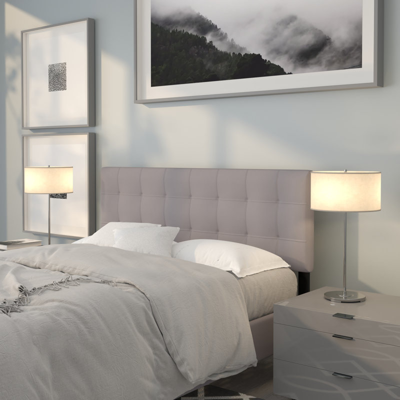 Tête de lit tapissier capitonnée Ciriaca, Gris clair, Grand