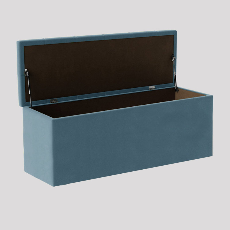  Luna Wide Chesterfield Velvet Rectangle Solid Color Standard Ottoman Box with Storage, Upholstered Deep Storage End of Bed Bench