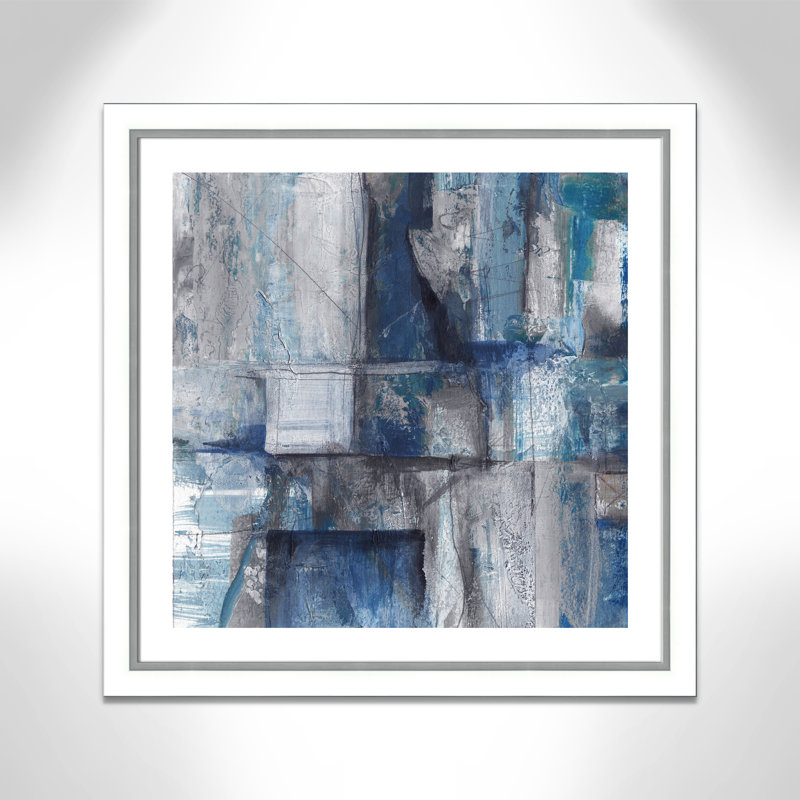 Patchwork abstrait I - peinture encadrée, Papier encadré blanc, H 34,25 po x l 34,25 po x P 1,13 po