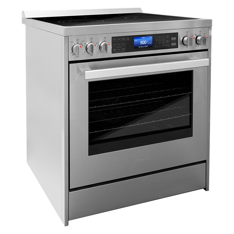 Cosmo 30 po. Vista Collection 5 pi. Cu. Cuisinière électrique en vitrocéramique, 5 éléments de brûleur, four à convection, acier inoxydable