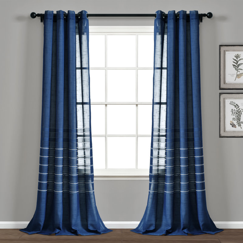 Westerman Sheer Curtain Pair, Navy